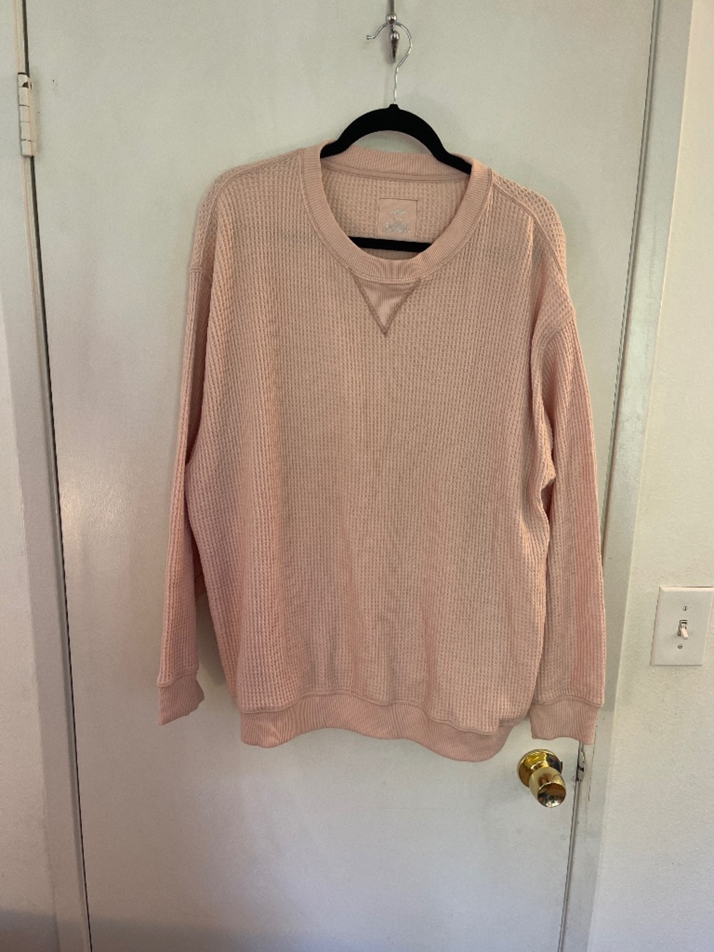 Aerie oversized pink waffle knit sweatshirt size large